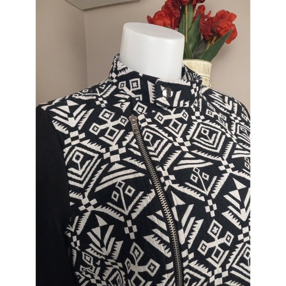 Forever 21 Womens Junior Black/white Astec Long Sleeve Jacket Size M - Picture 2 of 13